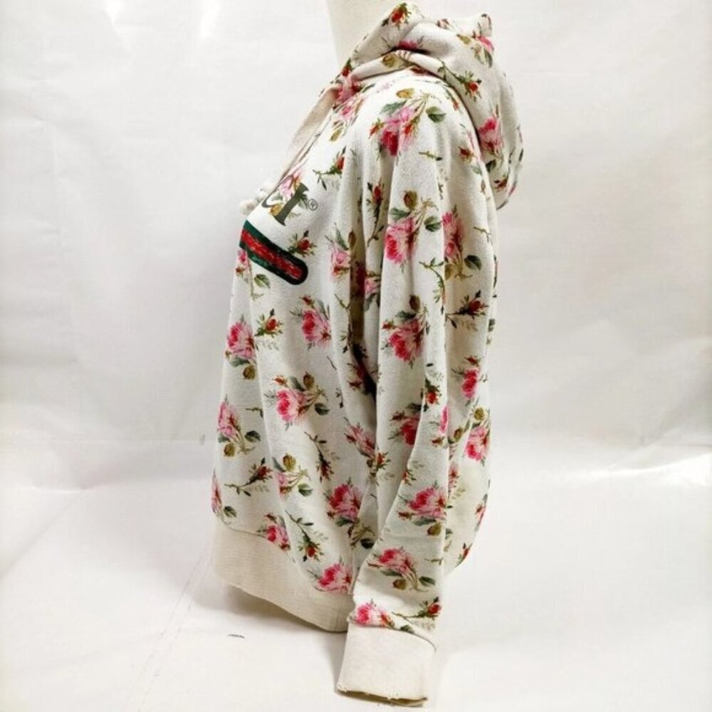 Authentic Gucci Floral Logo GG Web Stripe Cream Hoodie Sweatshirt LuxuryDesigner - Picture 3 of 8